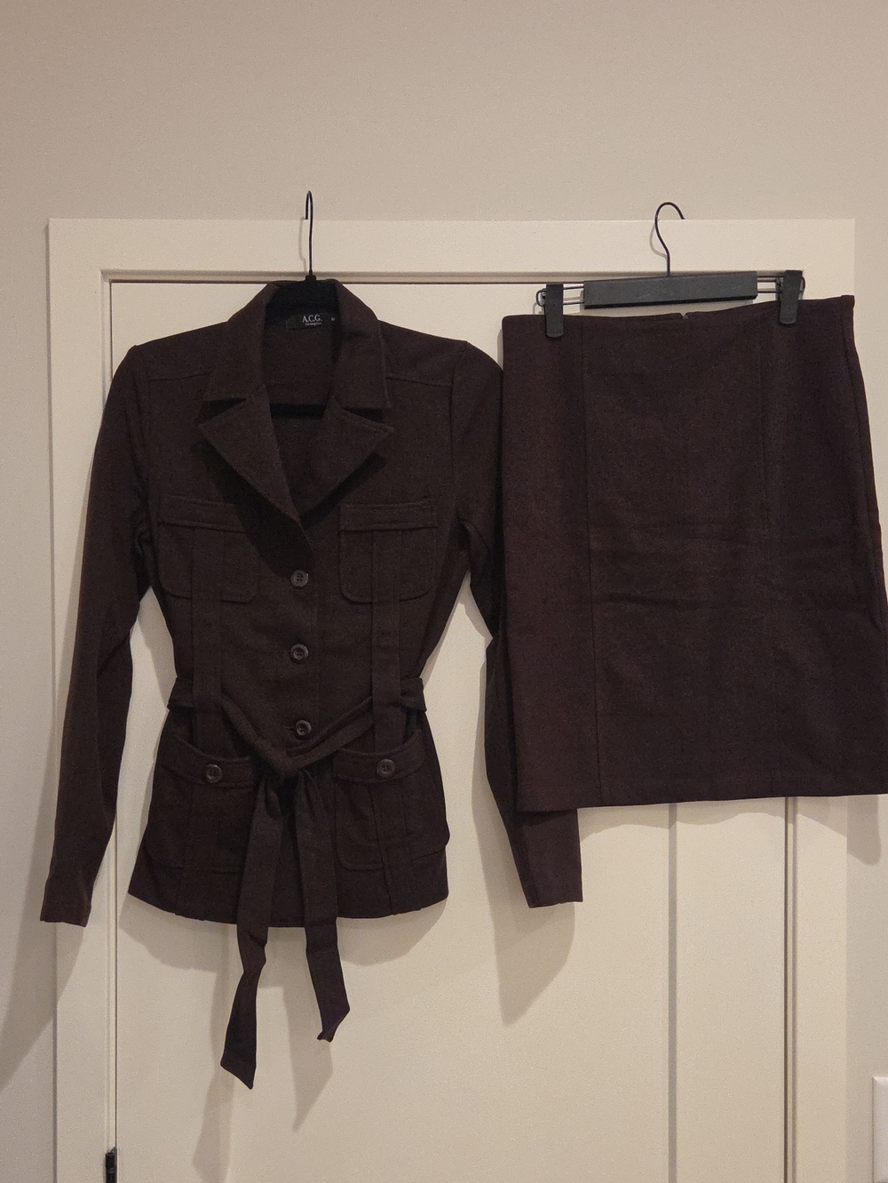 A.C.G. Los Angeles Women's Dark Skirt Suit Set - Classic Jacket & Pencil Skirt
